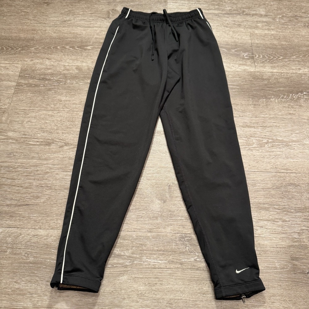 Vintage Nike Pants Youth Medium Black Running 24x29 Outdoor Joggers Drawstring
